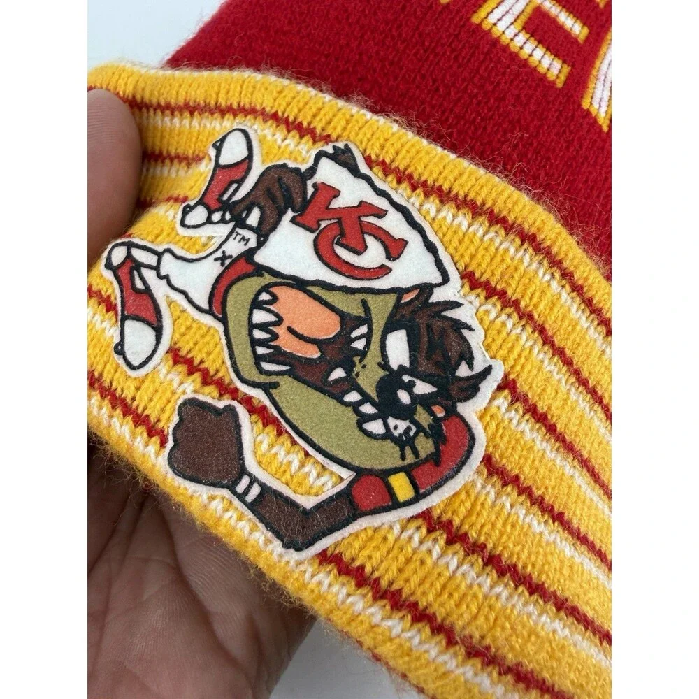 Vintage Taz Looney Tunes Kansas City KC Beanie Winter Knit Hat 90's